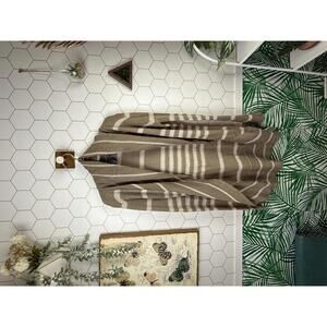 Quinn Tan Brown Stripped Open Front Cardigan - Size - Large